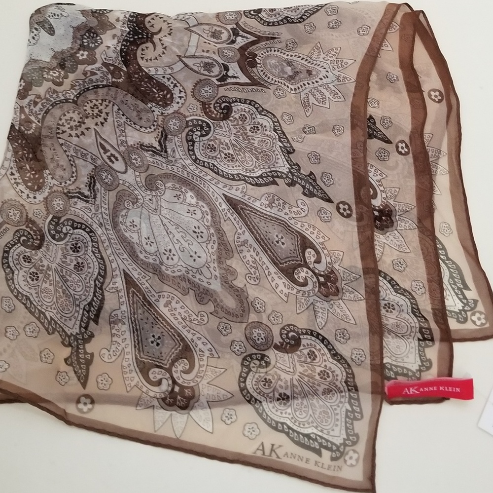 100% Silk Anne Klein Scarf, 20x20" Square (ish) - Picture 1 of 5